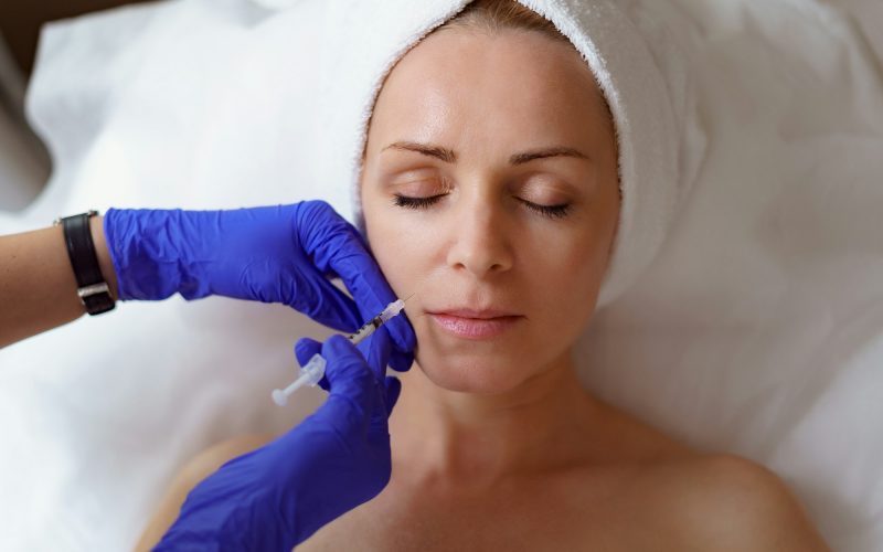 Close up of cosmetic botox injection